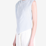 Blue top worn by a person, showing the top fit