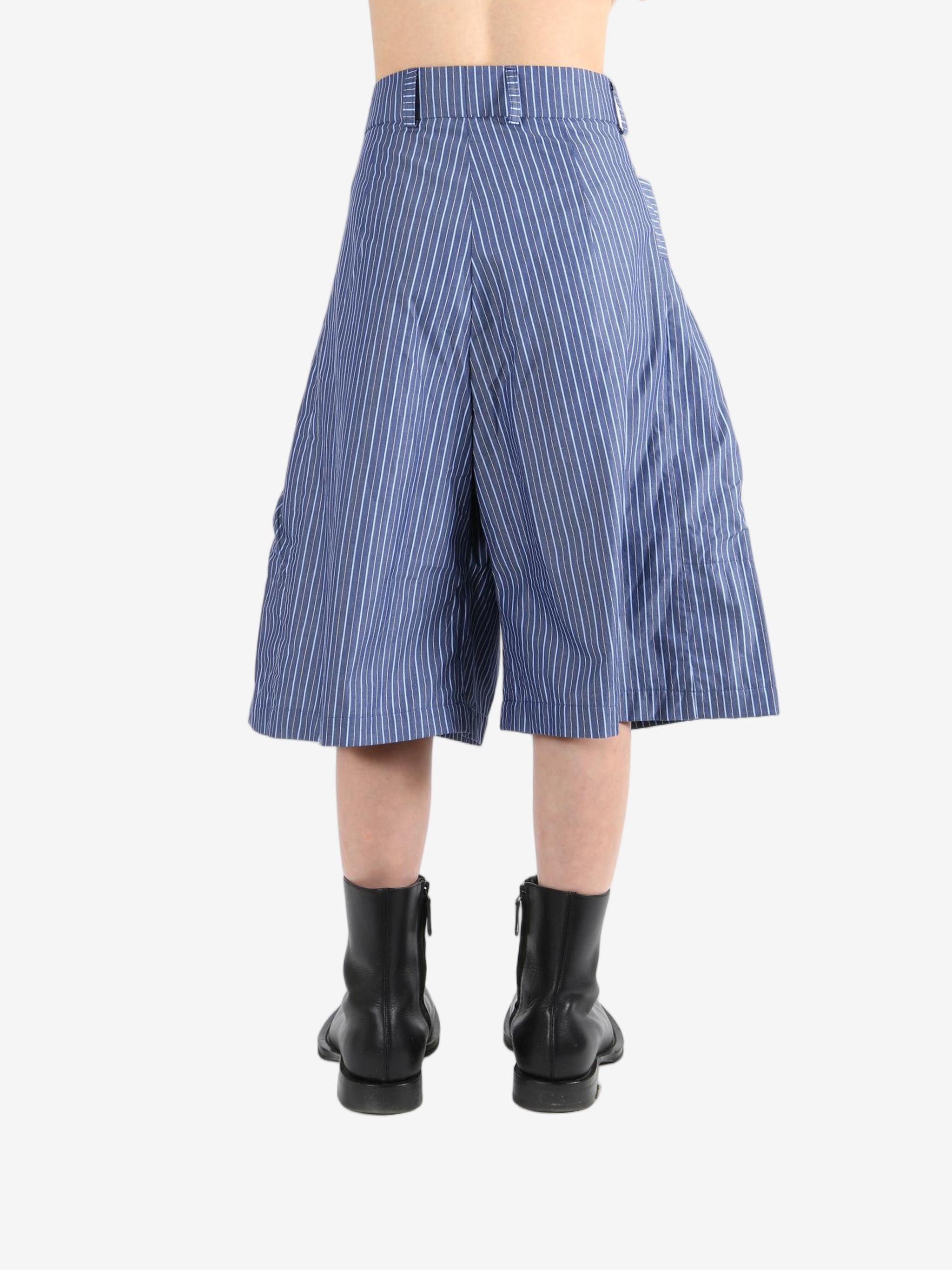 Blue shorts, back view