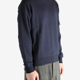 Blue sweatshirt worn by a person, showing the sweats' fit