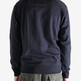 Blue sweatshirt worn by a person, showing the sweats' fit