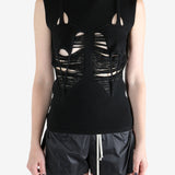 Black top worn by a person, showing the top's fit