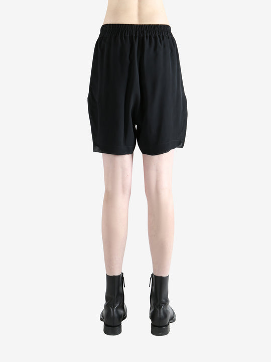 Black shorts worn by a person, showing the shorts fit