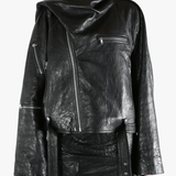 Black jacket  worn by a person, showing the jacket 's fit