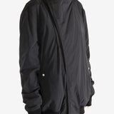 Black jacket worn by a person,showing the jacket's fit