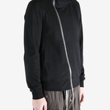 Black jacket worn by a person, showing the jacket fit