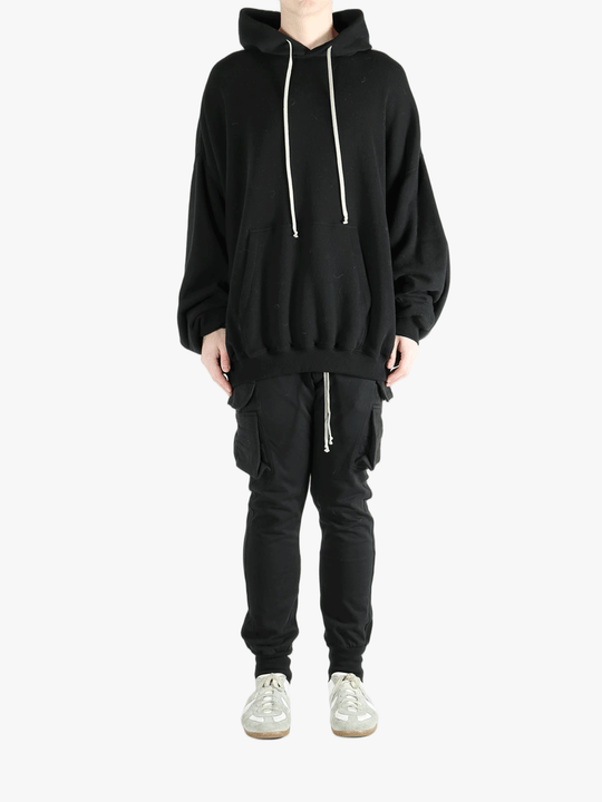 Black hoodies, full body view