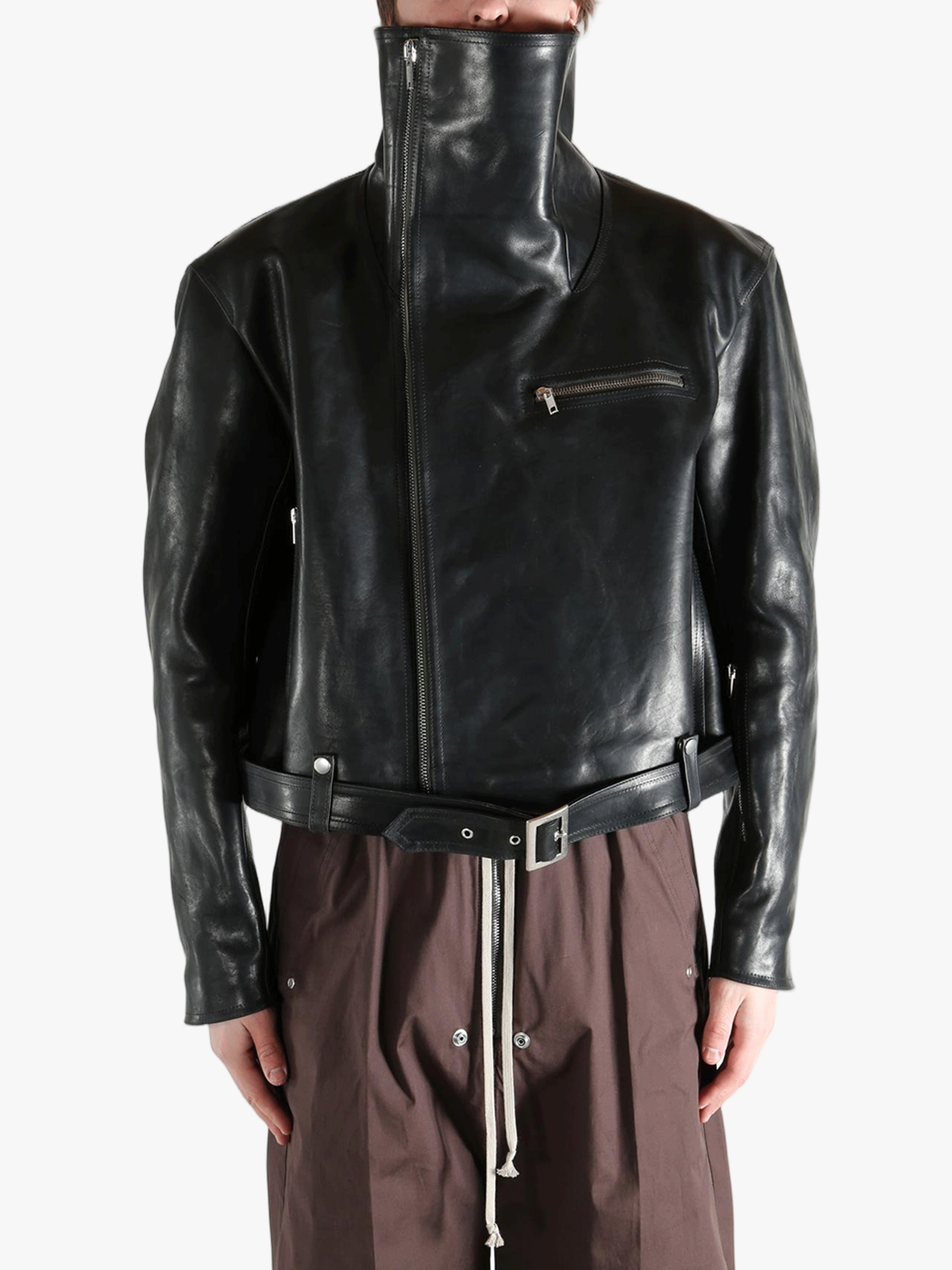 black jacket worn by a person, showing the jacket fit