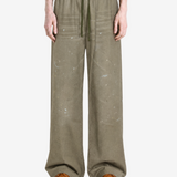 Green jeans, full body view