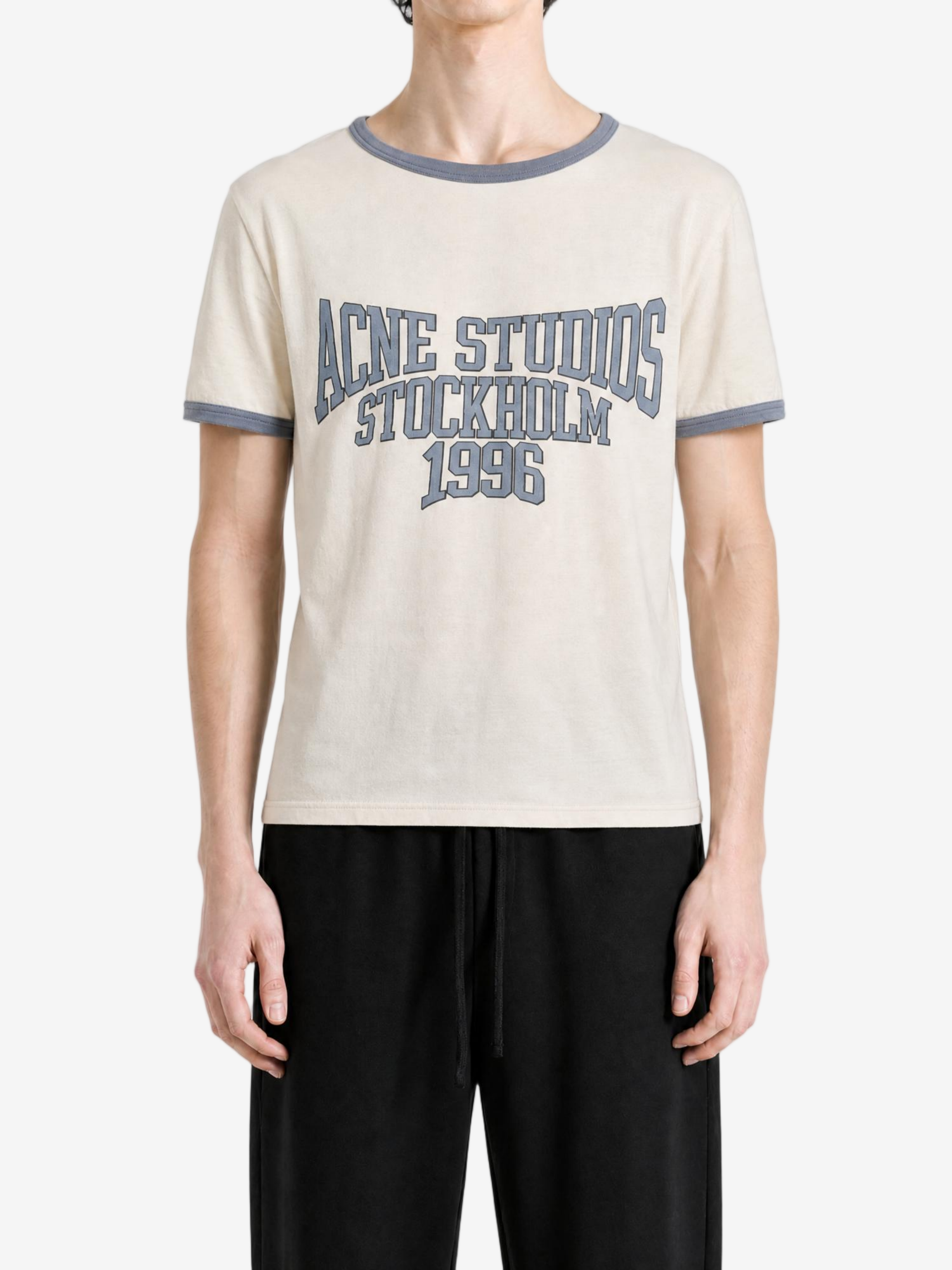 Tan t-shirt, full body view