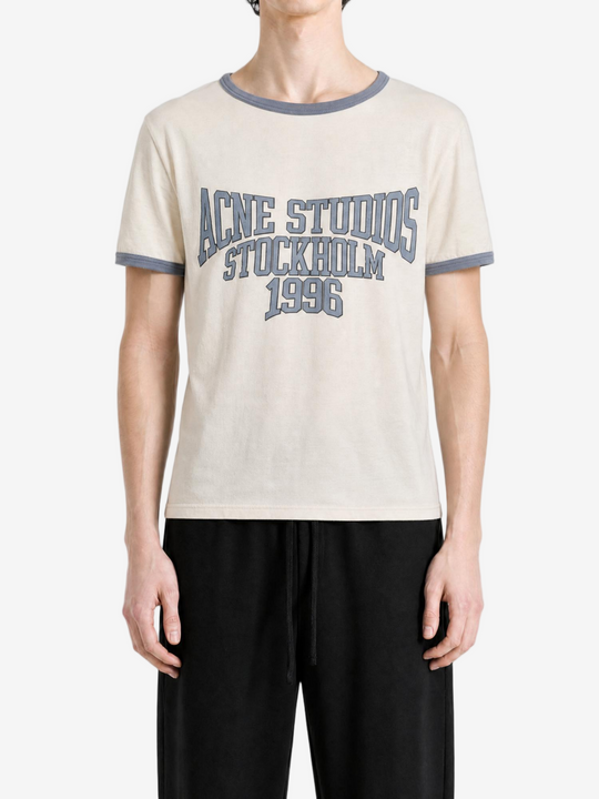 Tan t-shirt, full body view