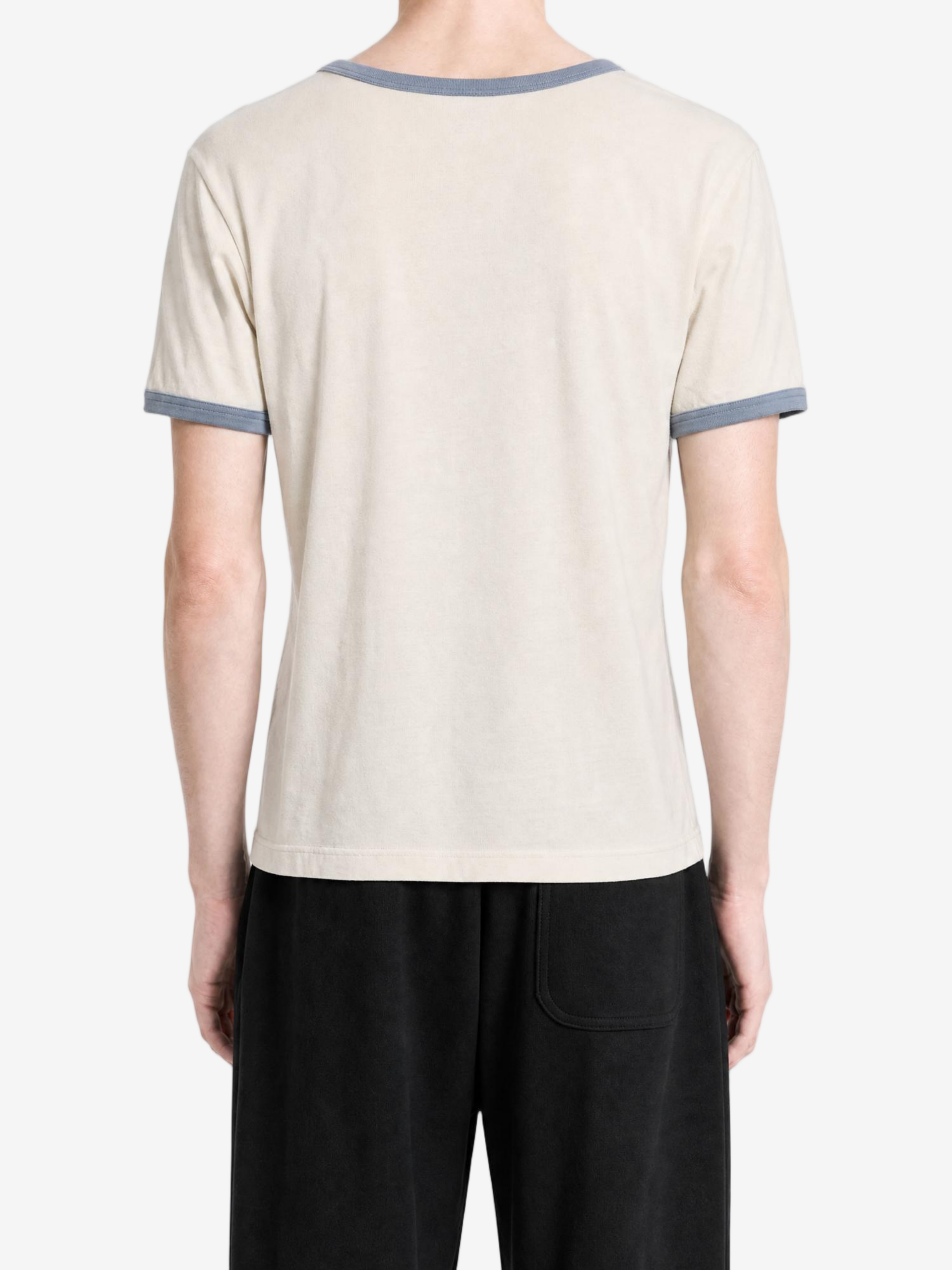 Tan t-shirt, full body view