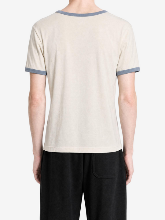 Tan t-shirt, full body view