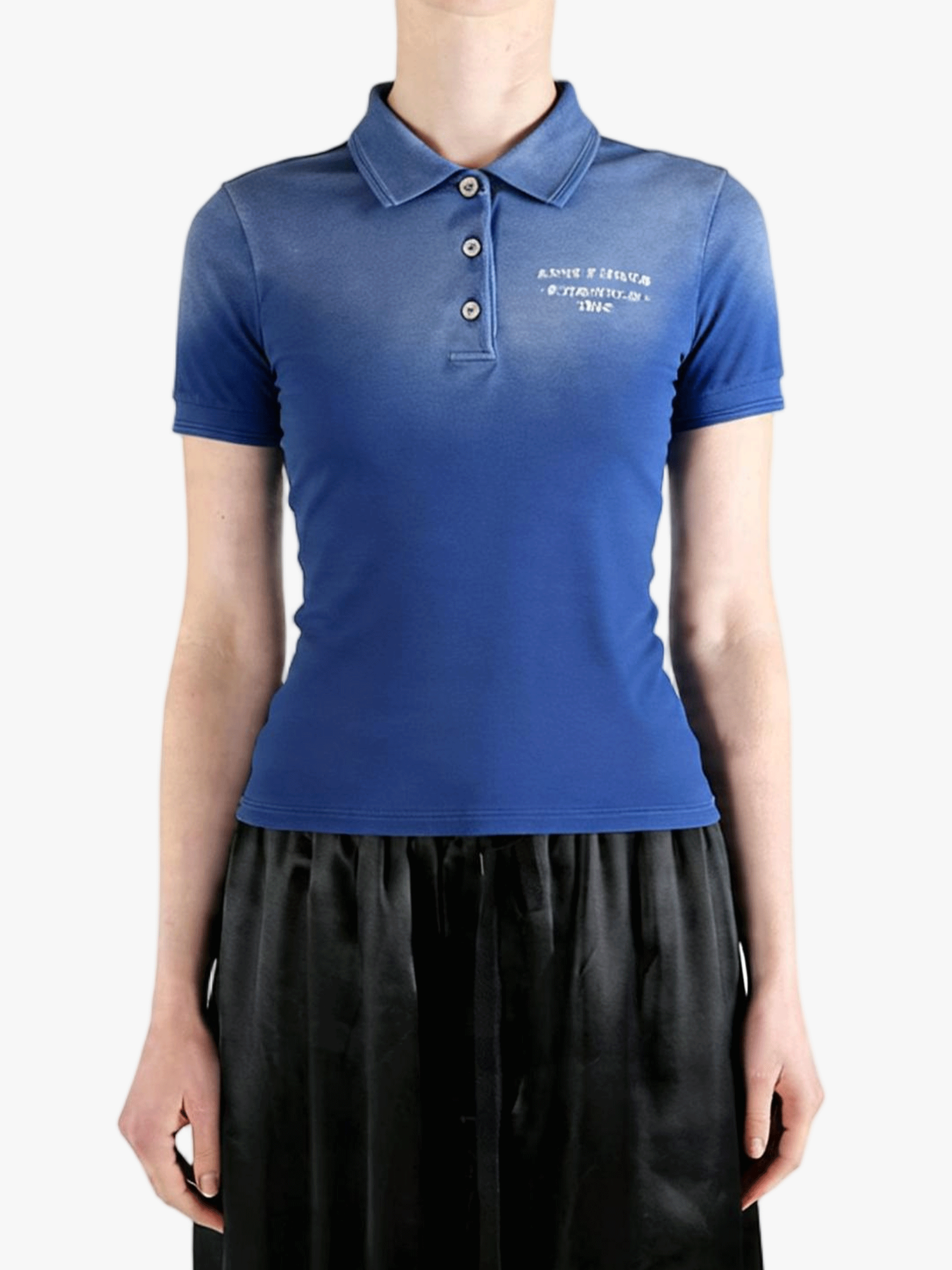 Blue t-shirt worn by a person, showing the t-shirt fit