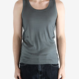 Grey top worn by a person, showing the top fit