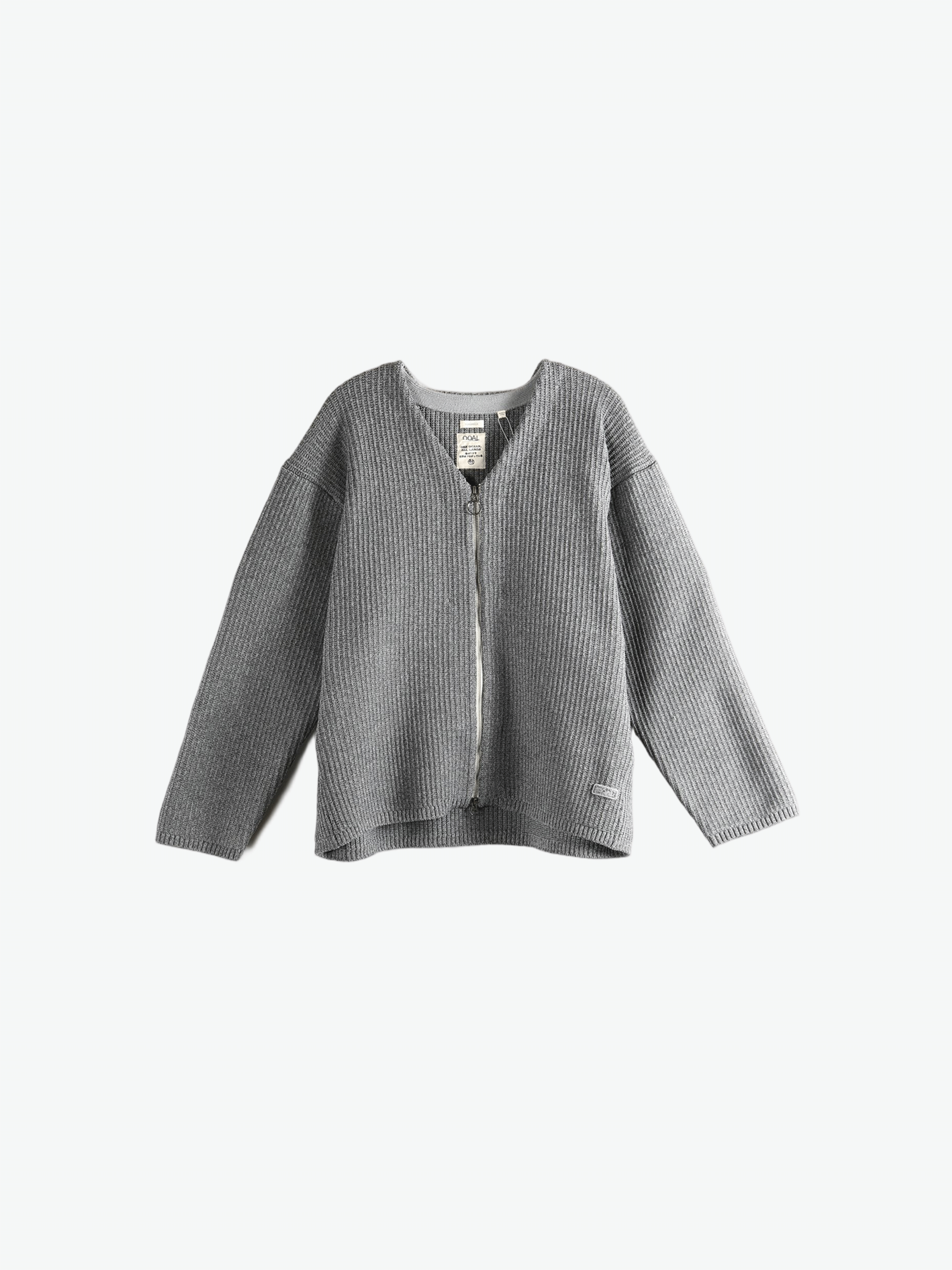 Grey knitwear, front view