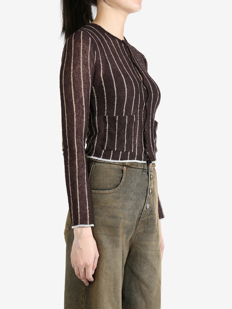 MM6 - Women Pinstripe Wool Cardigan