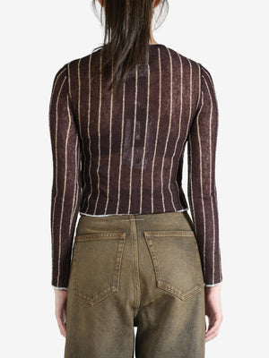 MM6 - Women Pinstripe Wool Cardigan