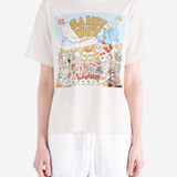 White t-shirts worn by a person, showing the t-shirts' fit