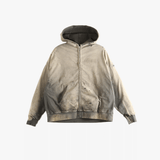 Distressed beige hoodie, full view