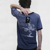 Blue t-shirt, full body view