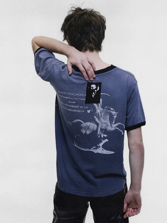 Blue t-shirt, full body view