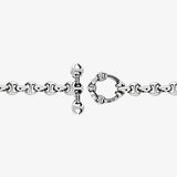Hoorsenbuhs sterling silver ID bracelet with tri-link pendant and diamond bridges, 5MM Open-Link, toggle detail.