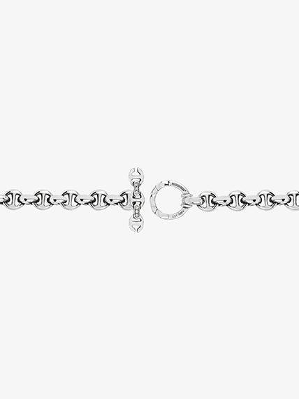 5MM Open-Link sterling silver monogram bracelet with diamonds and tri-link loop closure by Hoorsenbuhs.