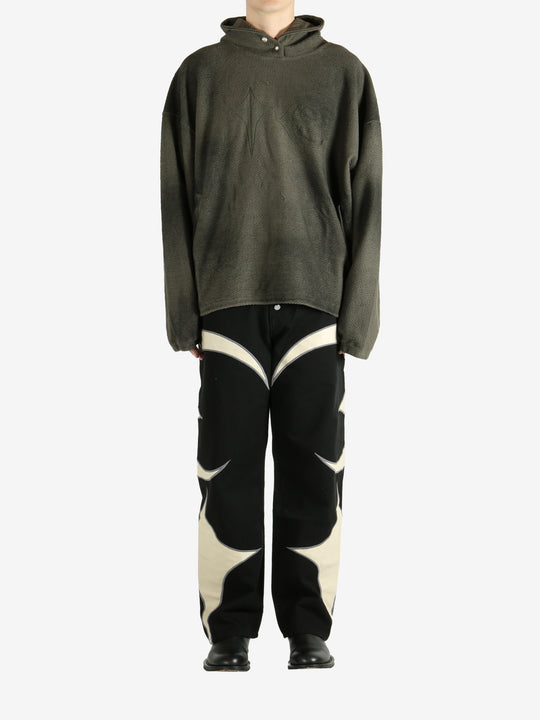 Green hoodie, full body view