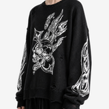 Black hoodie worn by a person, side view