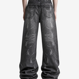 Grey pants worn by a person, back view