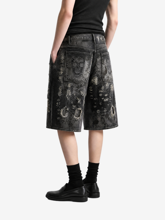 Black shorts worn by a person, side view