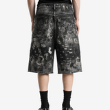 Black shorts worn by a person, back view
