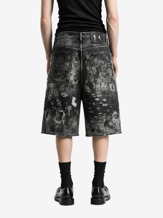 Black shorts worn by a person, back view
