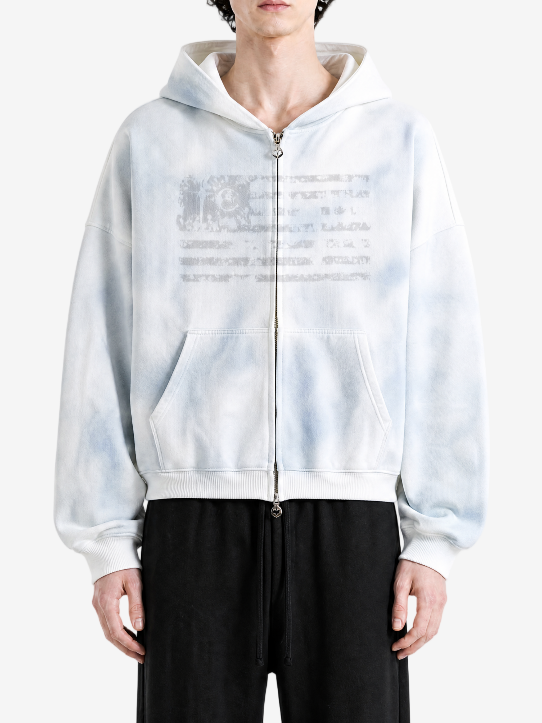 THUG CLUB - Men Dirty Washed Old Glory Zip-Up Hoodie – Atelier New THUG CLUB - Men Dirty Washed Old Glory Zip-Up Hoodie – Atelier New