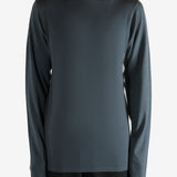 Black jersey worn by a person, showing the jersey's fit