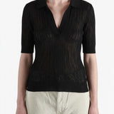 Black shirts worn by a person, showing the shirts fit