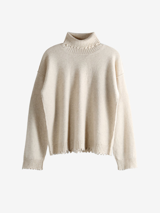Tan knitwear, front view