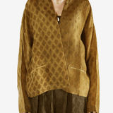 Yellow coat  worn by a person, showing the coat 's fit