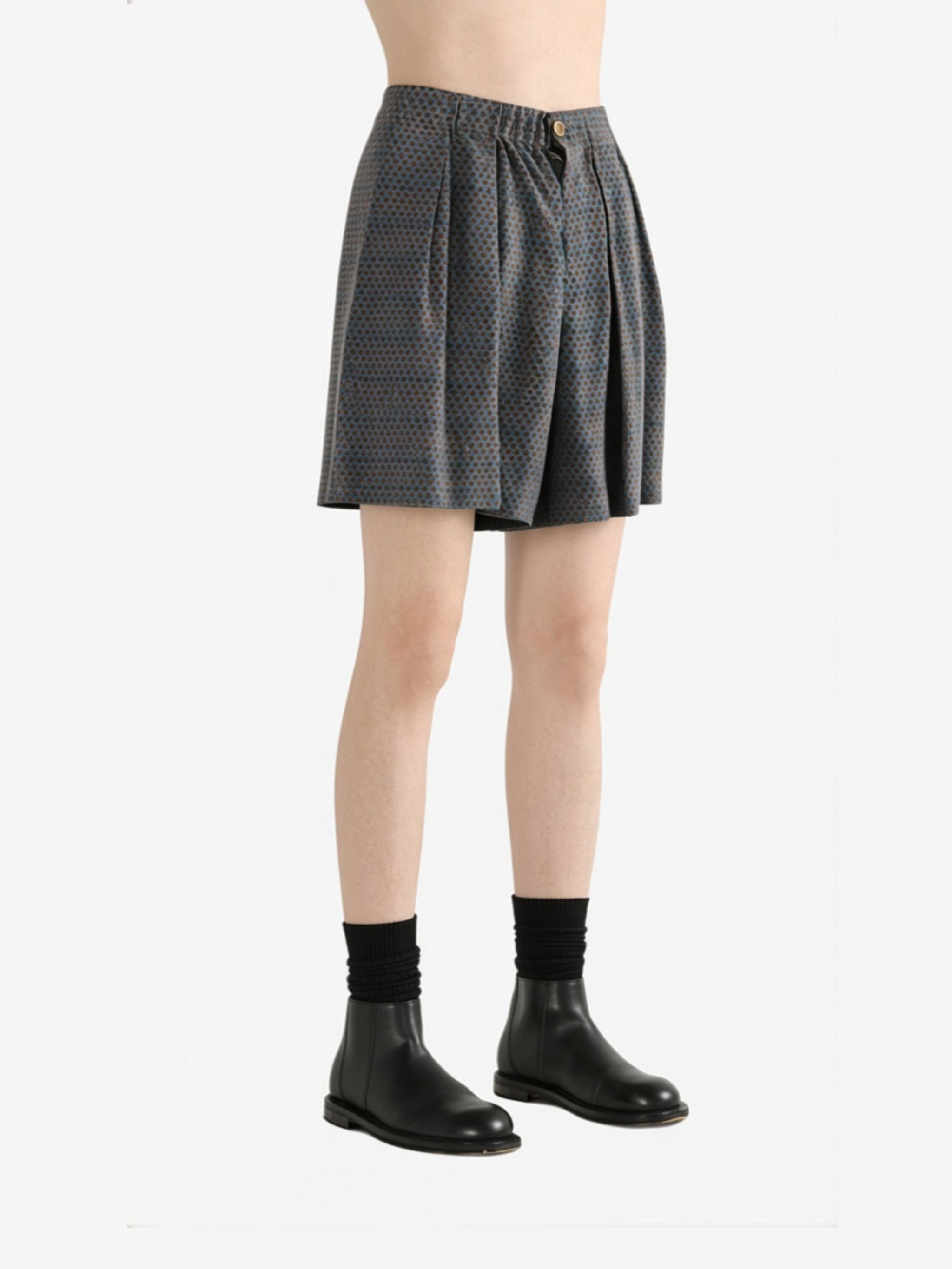 Blue pants worn by a person, side view