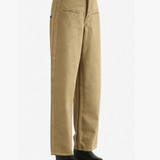 Tan pants worn by a person, side view