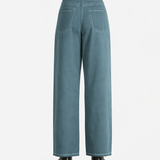 Blue pants worn by a person, showing the pants fit