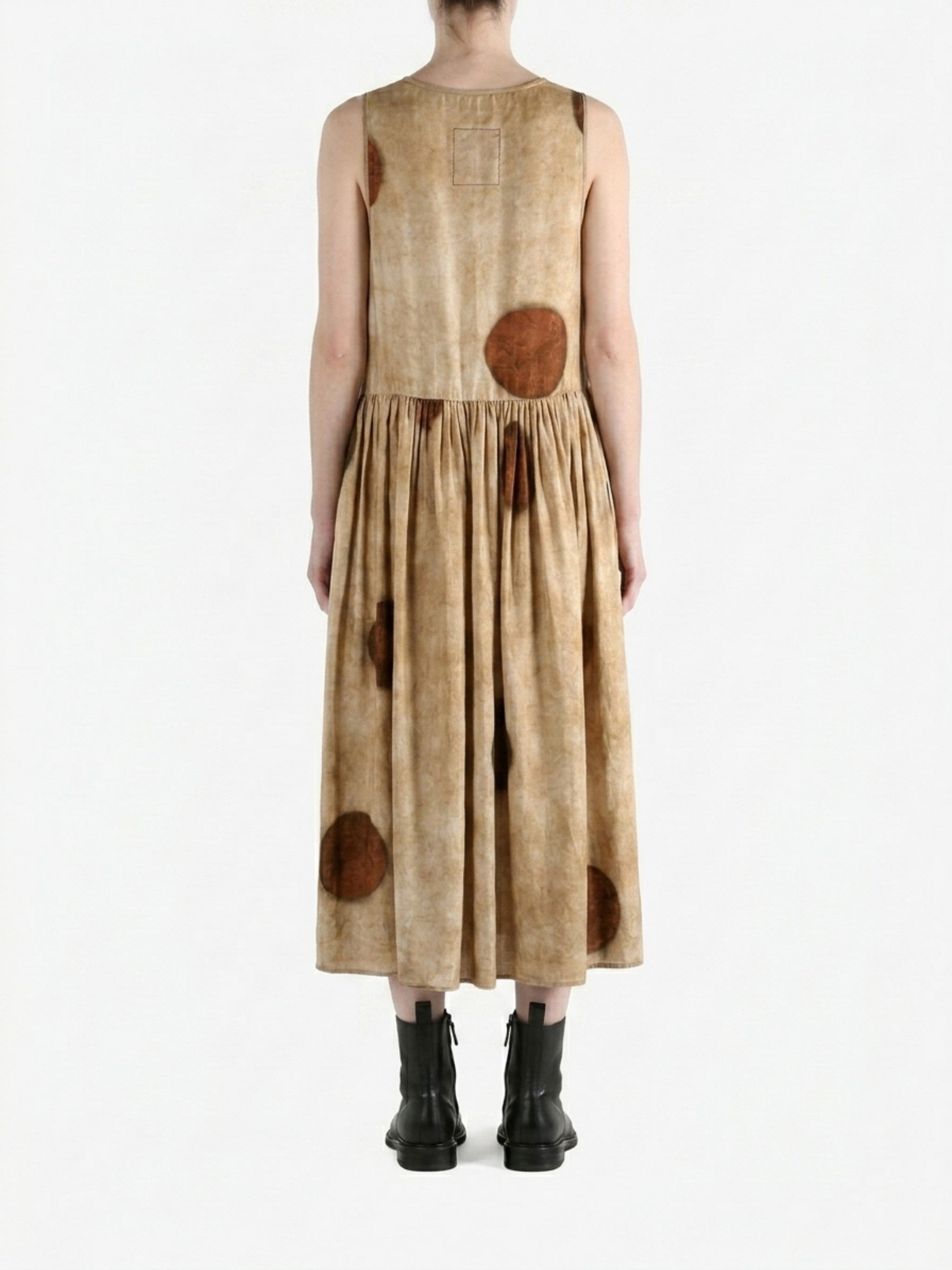 Brown dress worn by a person, back view