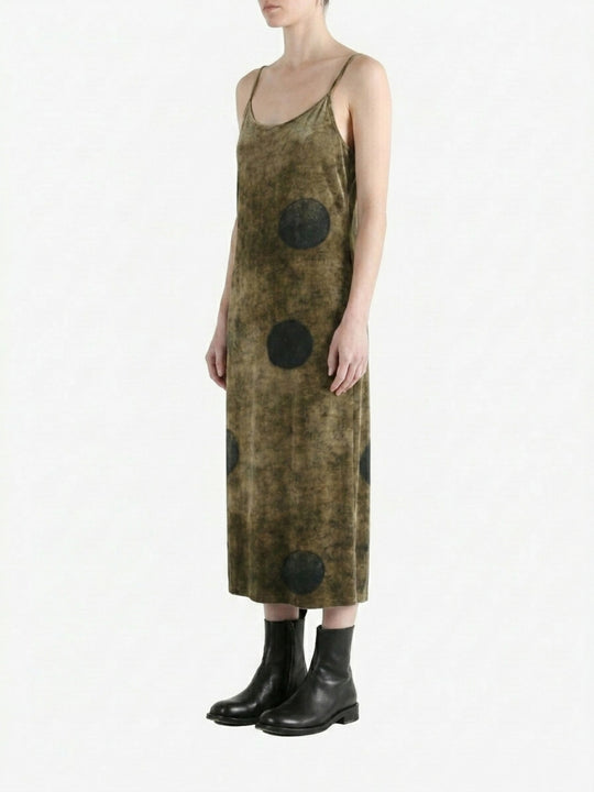 Brown dress worn by a person, side view