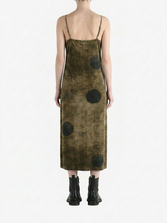 Brown dress worn by a person, back view