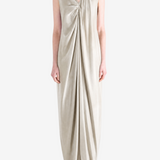 White dress worn by a person, showing the dress fit