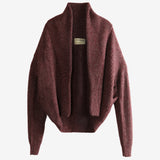 Red cardigan, front view