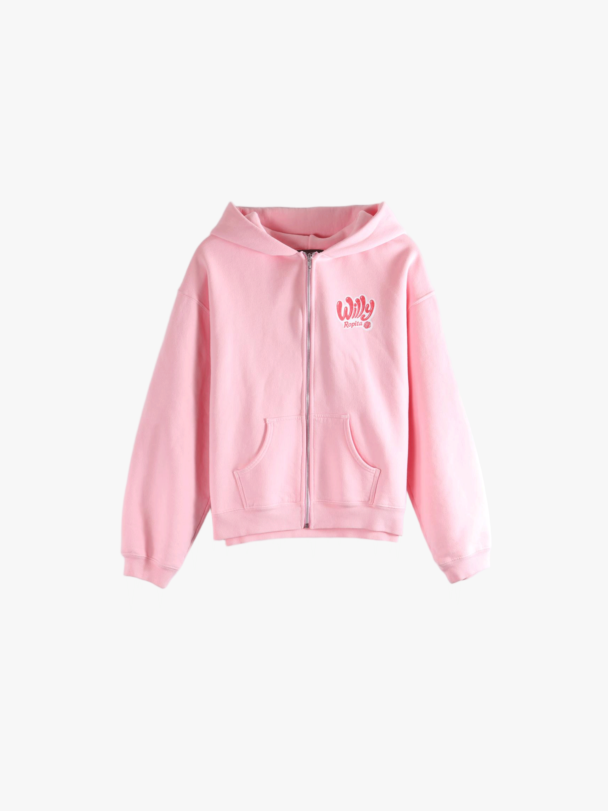 Pink hoodie, front view