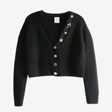 Black cardigan, front view