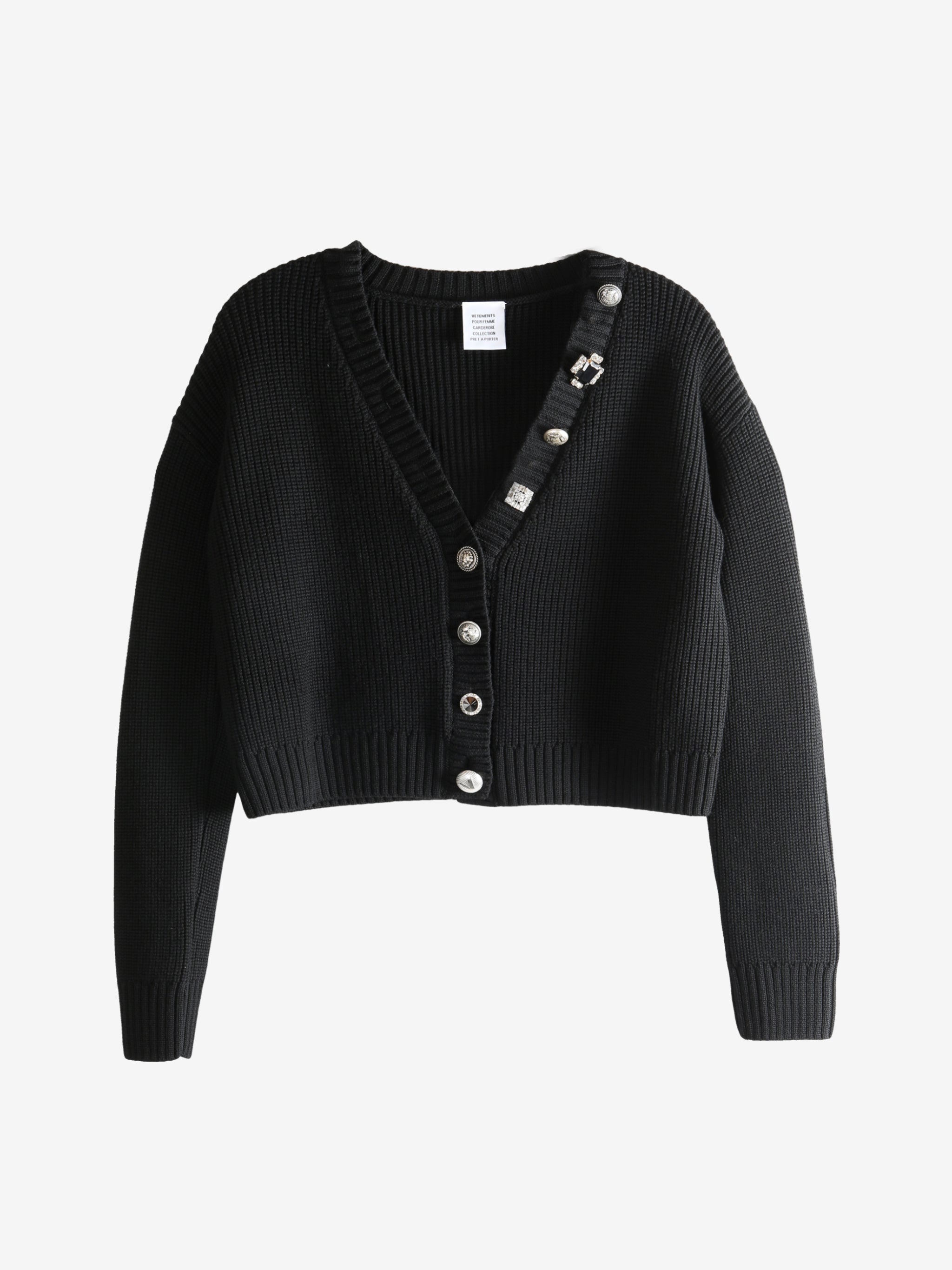 Black cardigan, front view