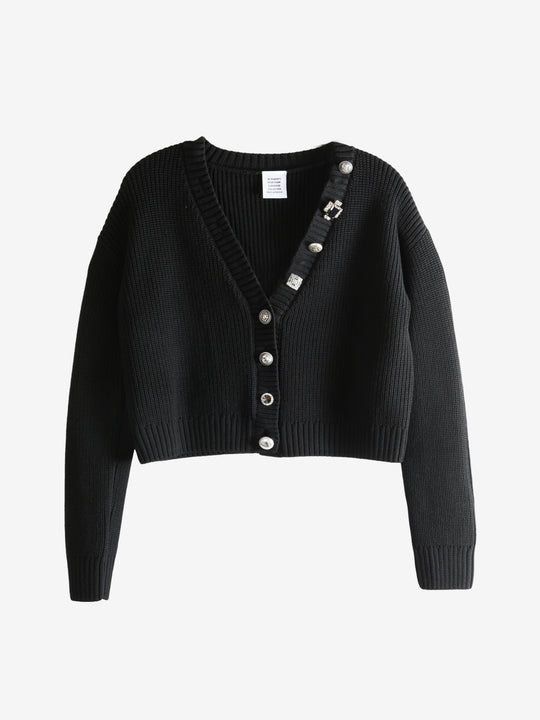 Black cardigan, front view